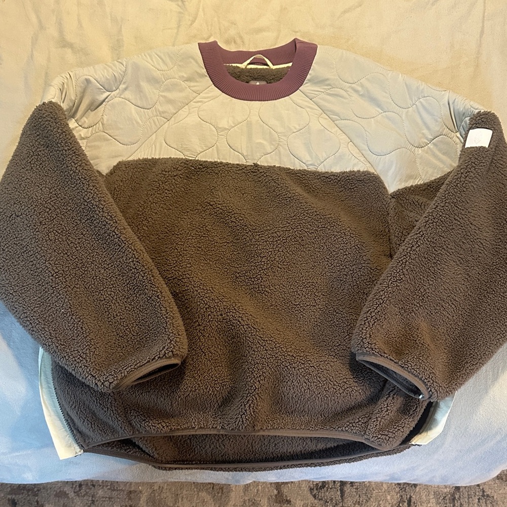 Cozy Brown and Gray Crewneck Fleece by FreePeople Movement